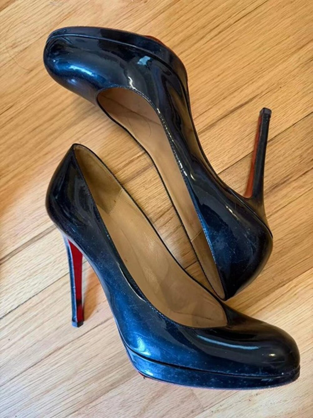 Christian Louboutin Bianca 140 Black Patent Leather Platform Pumps